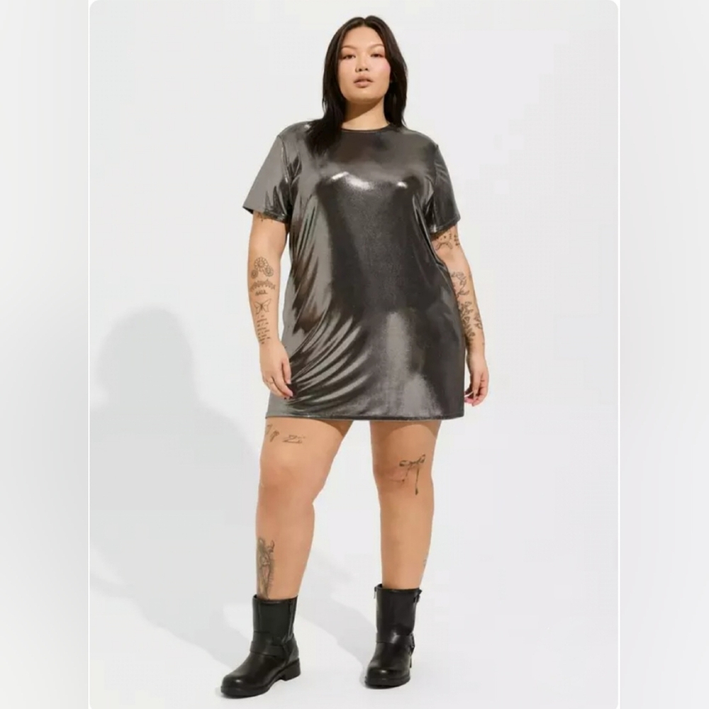 Mini Liquid Shine Relaxed Tshirt Dress